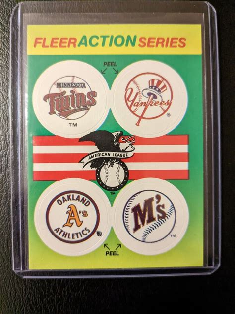 1990 Fleer Action Series Quiz Stickers Twins Yankees Athletics Mariners