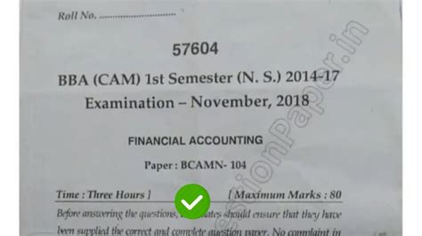 Mdu Bba Cam St Sem Financial Accounting Question Paper