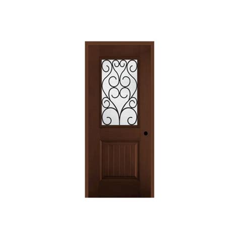 Masonite Belleville Mahogany Textured Panel Plank Door Half Lite With