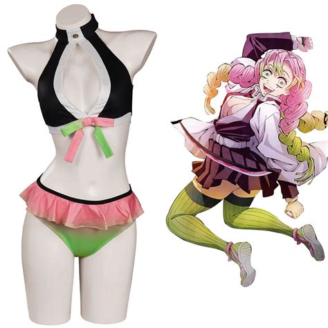 Anime Demon Slayer Kanroji Mitsuri Swimwear Halloween Cosplay Hot Sex Picture