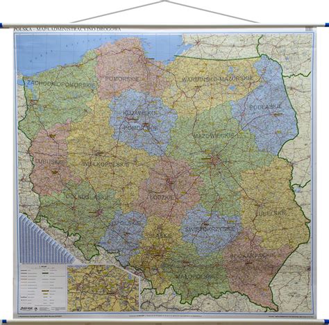 Mapa ścienna administracyjno drogowa Polski 200x200cm Wyd 2012r