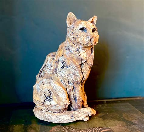 Ceramic Ginger Cat Sculpture Etsy