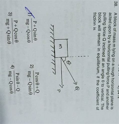 A Block Of Mass M Lying On A Rough Horizontal Plane Is Acted Upon By