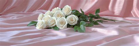 A Bed Decorated With Satin Sheets And Rose Bouquets For A Romantic
