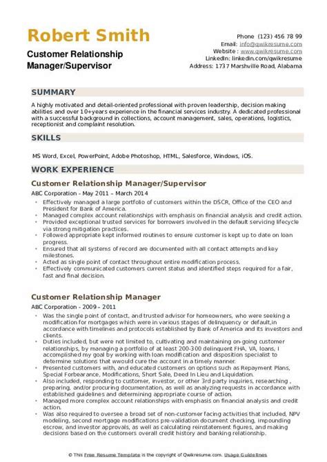 Customer Relationship Manager Resume Samples Qwikresume