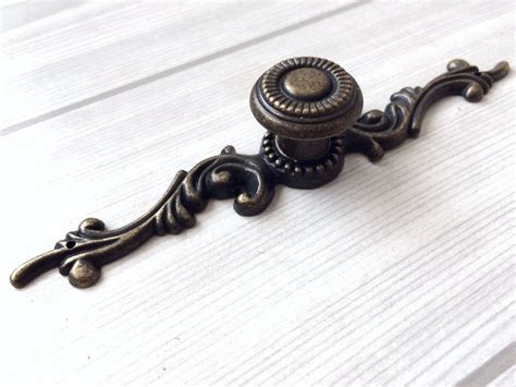 Rustic Dresser Drawer Knobs Pulls Backplate Antique Bronze Etsy