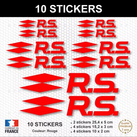 STICKERS RS CLIO Megane Twingo Autocollant Rouge 10 Adhésifs Renault