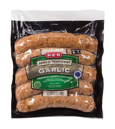 H E B 100 Natural Garlic Premium Smoked Sausage Shop Sausage At H E B