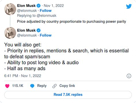 Elon Musk affirme que l abonnement Twitter Blue à 8 dollars par mois