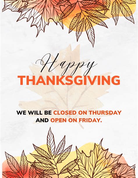 25 Free Printable Closed For Thanksgiving Signs The Joy Of Ts