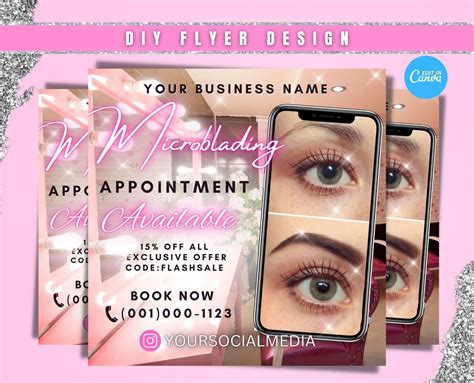 Microblading Appointment Brow Lamination Flyer Pmu Flyer Etsy