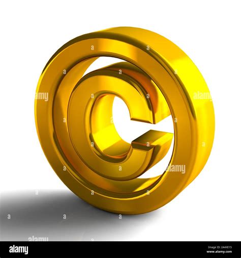 Copyright Symbols Trademark 3d Gold Color 3d Render Isolated On White