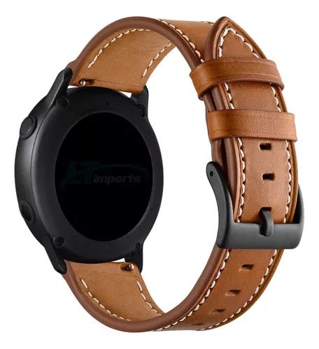 Pulseira Couro Padrão Para Samsung Galaxy Watch3 41mm 20mm Cor Marrom