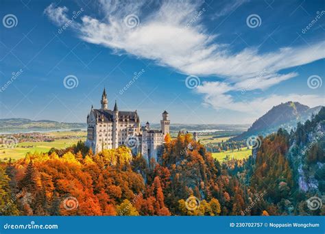 Germany, Neuschwanstein Castle with Autumn Foliage Season Stock Image - Image of famous, fall ...