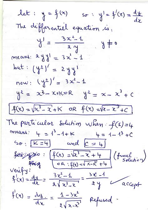 Let Y F X Be The Particular Solution To The Differential Equation Dy