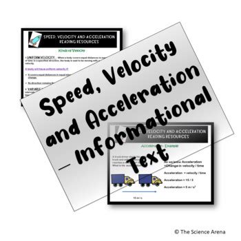 Speed Velocity Acceleration Reading Resources Informational Text