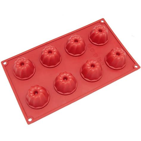 Freshware 8 Cavity Silicone Mini Coffee Cake Mold Red 7309909