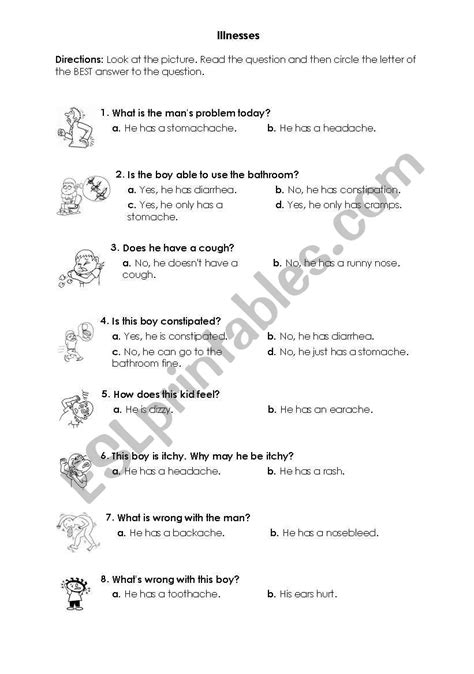 Illnesses Esl Worksheet By Tr Edr