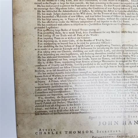 Dunlap Broadside Of The Declaration Of Independence Reproduction Color