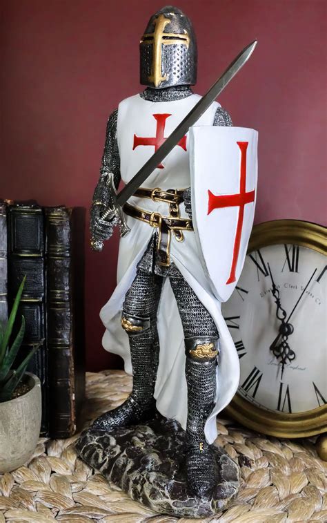 Buy Ebros White Cloak Caped Medieval Crusader sman Knight Figurine 11.5 ...