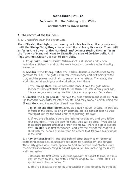 Nehemiah Chapter 3 Commentary | PDF