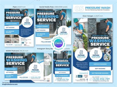 Cleaning Service Marketing Material Template Bundle Canva Template