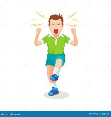 Boy Full Of Anger Is Shouting Something With Aggression Stock Vector