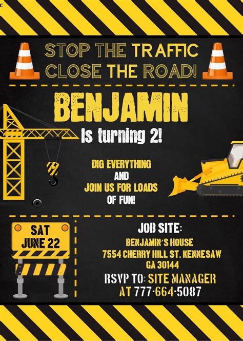 Construction Birthday Invitation Templates Editable With Ms Word