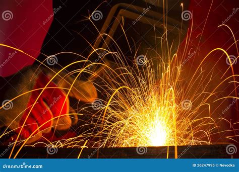 Metal Sparks While Welding Stock Image Image Of Horizontal 26247995