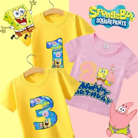 Ropa De Bob Esponja Para Ni Os Camiseta De Anime Con N Mero De Cumplea