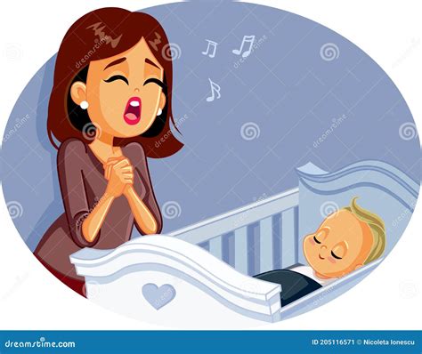 Mother Singing a Lullaby for Baby To Sleep Stock Vector - Illustration of babyhood, joyful ...