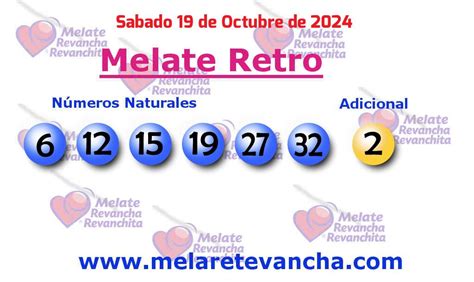 Melate Retro del Sábado 19 de Octubre de 2024 Comprueba tu premio