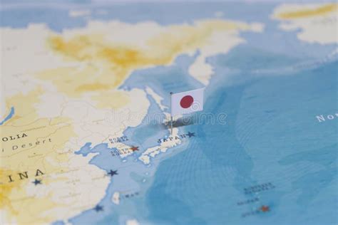 La Bandera De Japón En El Mapa Del Mundo Imagen de archivo Imagen de