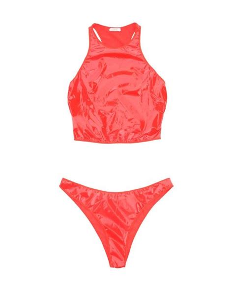 Oséree Oséree Latex Bikini Set in Red Lyst