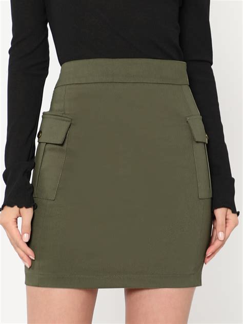 Woven Cargo Skirt With Pocket Shein Sheinside