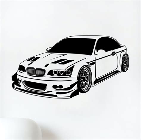 Bmw E46 M3 Svg Cut Svg Dxf File Wall Sticker Pdf Silhouette Template Cnc Cutting Router Digital