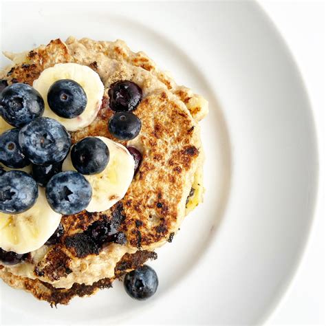 Vegan Banana Oat Blueberry Pancakes