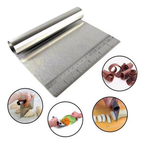 Espátula Cortador Raspador Aço Inox Massas Pães Bolos Régua 15cm Alisar