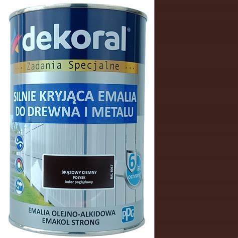 EMAKOL DO DREWNA I METALU BRĄZOWY CIEMNY POŁ 0 9L Brązowy ciemny