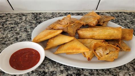 Samosa Spring Rolls Rolls Recipe Wonton Frozen Chicken Cooking