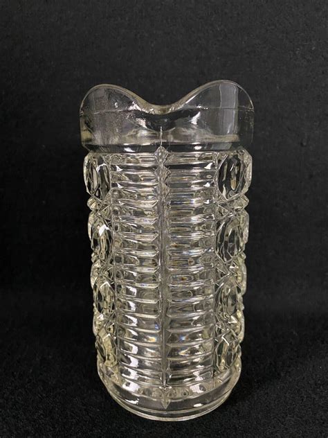 Vintage Federal Windsor Button And Cane Pattern Small Pitcher 5 3 4 Clear Glass Ebay