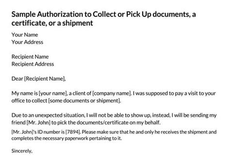 Bank Authorization Letter To Collect Documents Templates In