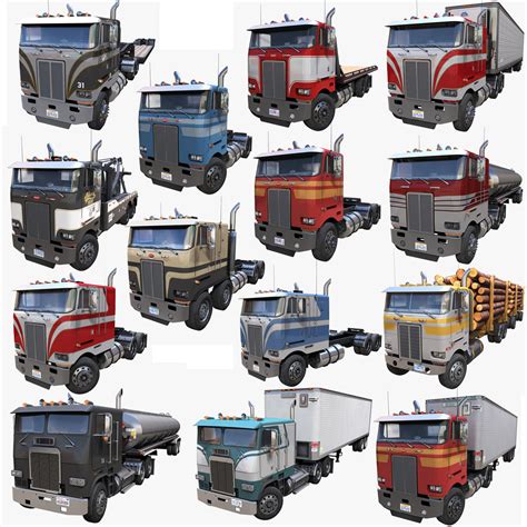 3d Model Collection Cabover Trucks Vr Ar Low Poly Cgtrader