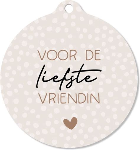 Label2x Kersthanger Voor De Liefste Vriendin Beige Kerstmis