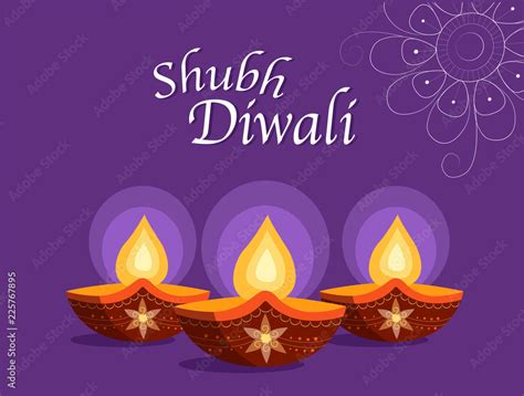 Diwali festival poster with diya lamps Stock Vector | Adobe Stock