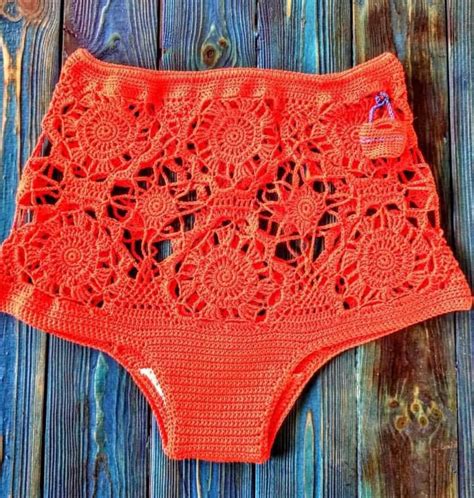 High Waisted Crochet Shorts Sexy Crochet Swimwear Bikini Boho Etsy