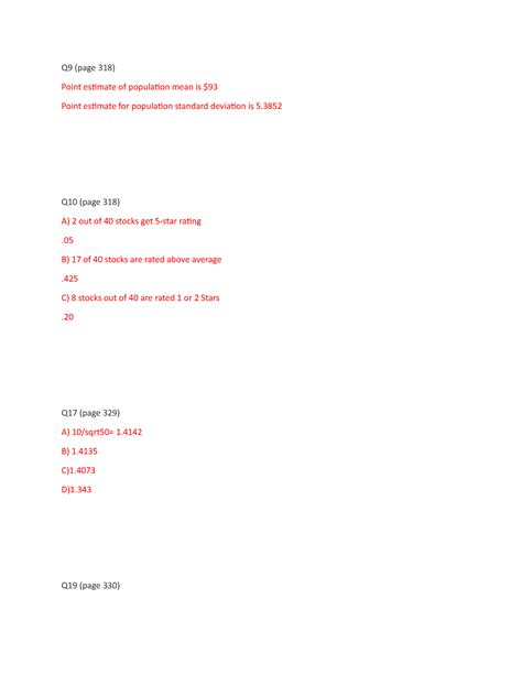 Homework Q Page Point Estimate Of Population Mean Is