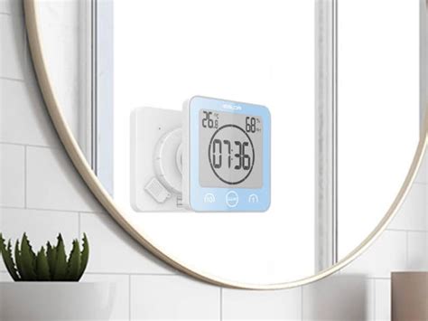 Baldr Bathroom Lcd Waterproof Shower Clock With Timer Blue Black