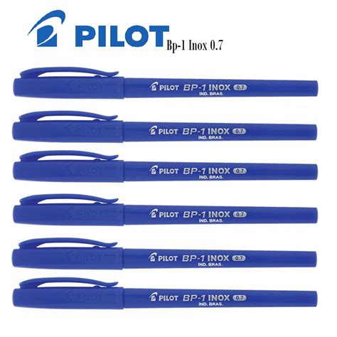 Caneta Esferográfica Pilot Bp 1 Inox 0 7 Kit C 12 uni Azul no Shoptime