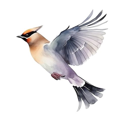 Premium Vector Bohemian Waxwing Watercolor Paint